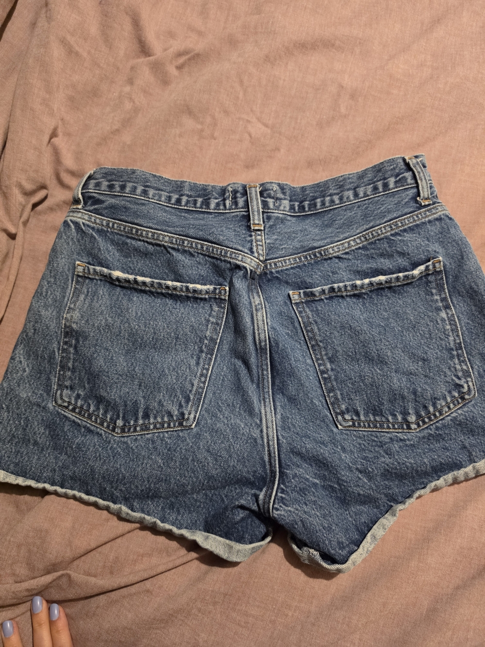 Agolde Blue Denim High-Waist Jean Shorts - Picture 2 of 3